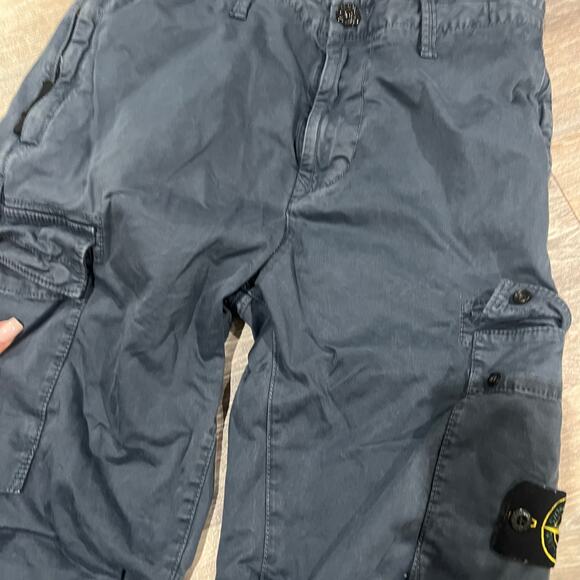 Stone Island STRETCH BROKEN TWILL COTTON 'OLD' EFFECT Blue Cargo Pants - Picture 9 of 13
